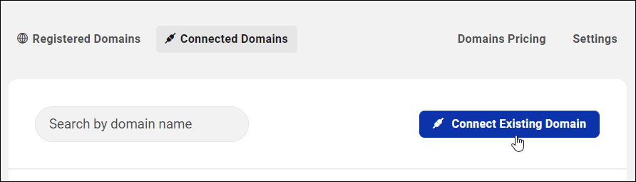 Connect Existing Domain button