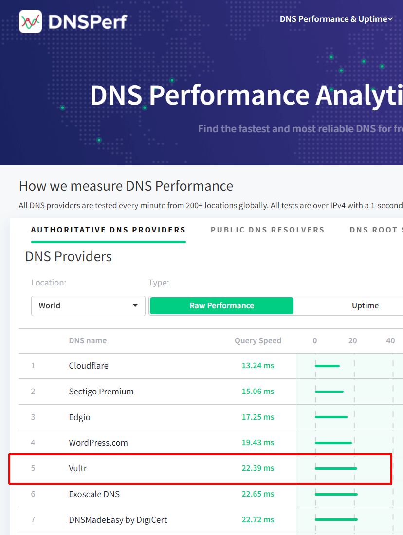 DNS Performance chart.