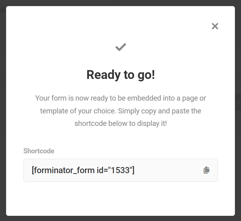 Forminator form shortcode