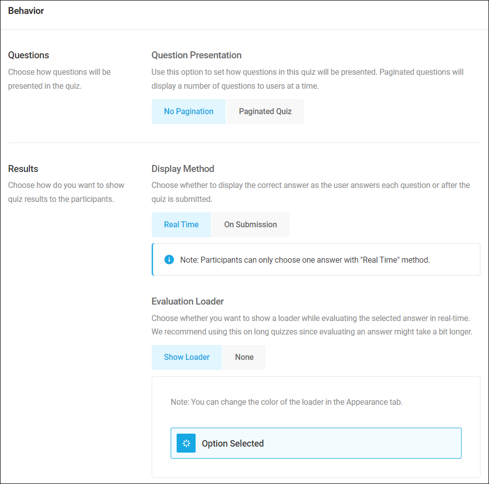 Forminator Quiz - Behavior: Questions and Results