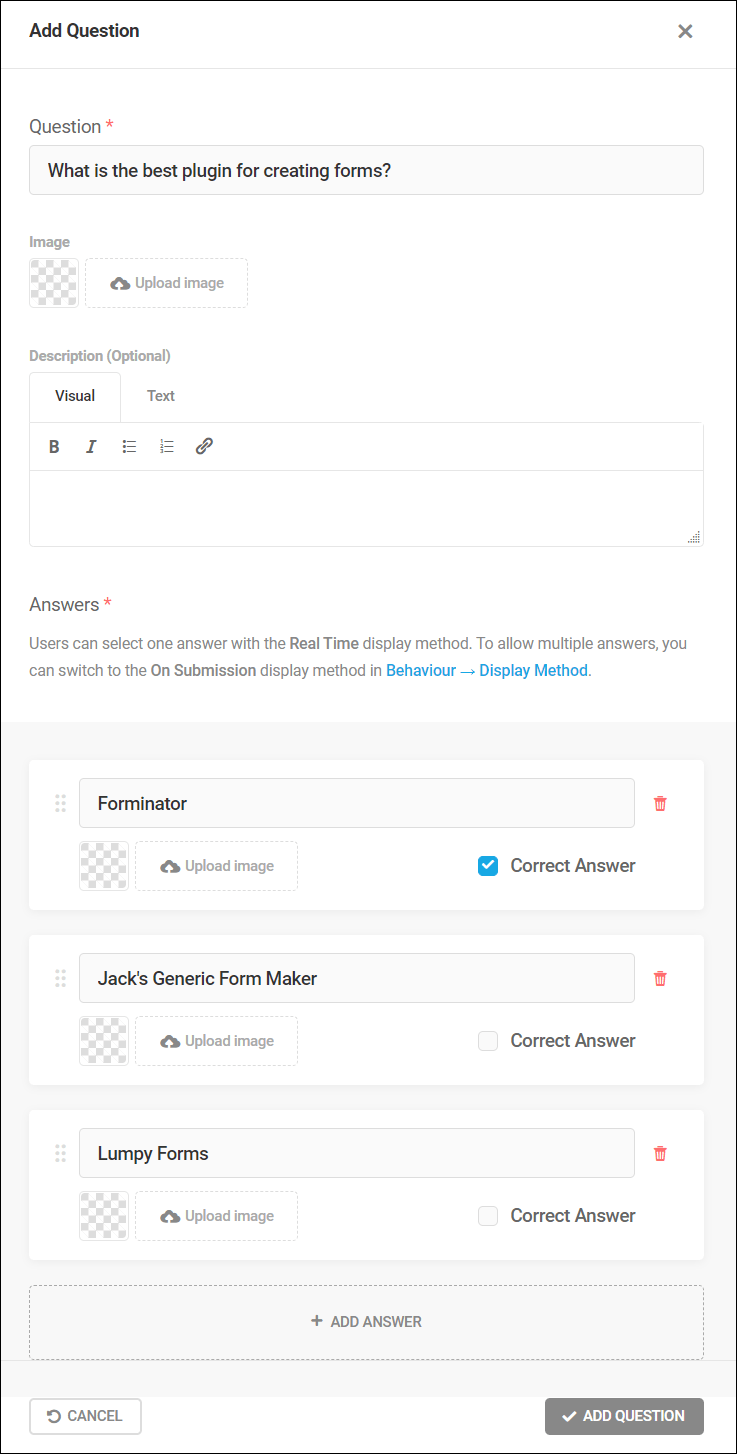 Forminator Quiz - Questions and Answers