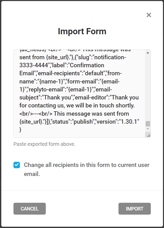 Forminator Forms - Import Form