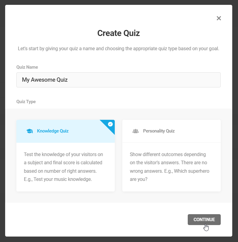 Forminator Quiz Type