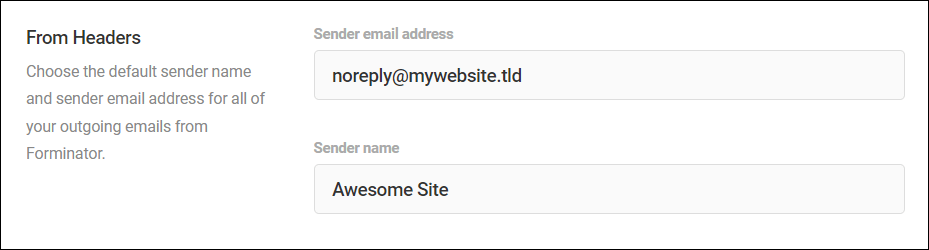 Forminator Settings: General - From Headers