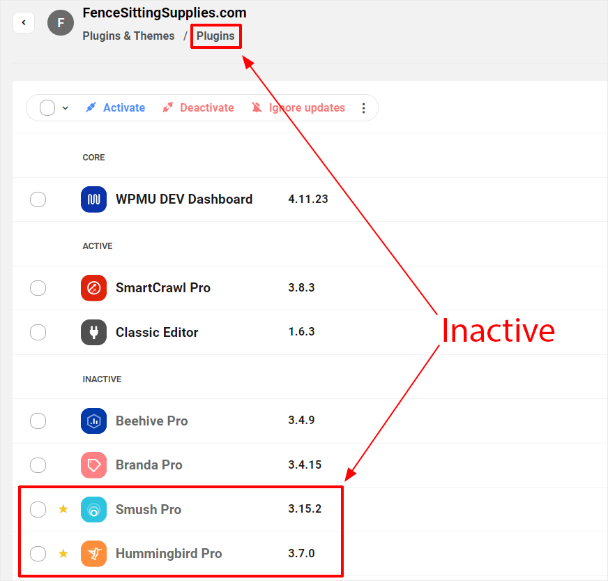 The Hub - Plugins & Themes - Performance tab is inactive.