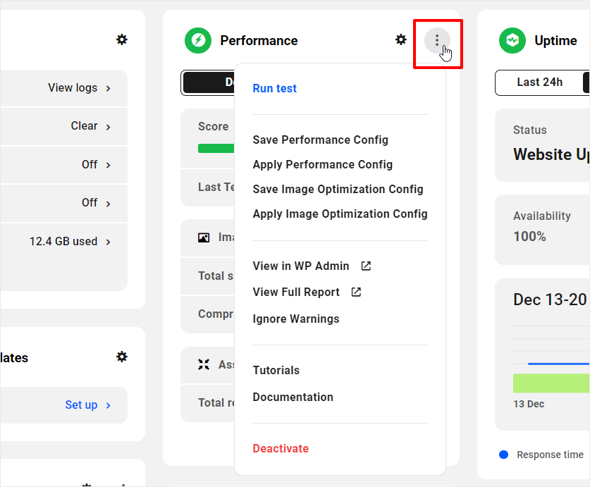 The Hub: Performance tab - More options