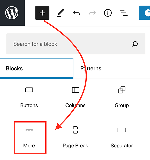 The More block in WordPress.