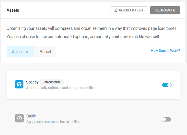 Hummingbird automatic asset optimization settings.