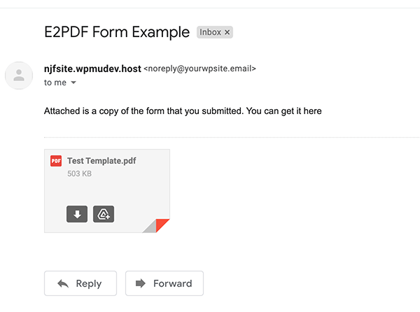 How the PDF looks in the email.