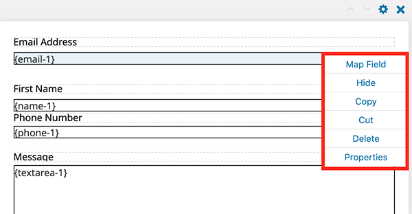 The various field options.