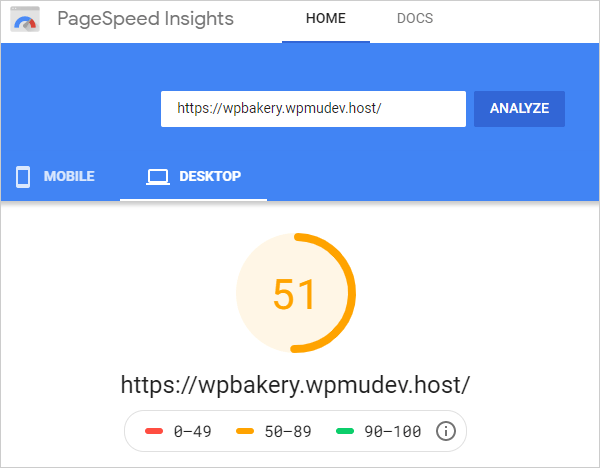 Google PageSpeed Insights - Desktop results after Smush WPBakery integration.
