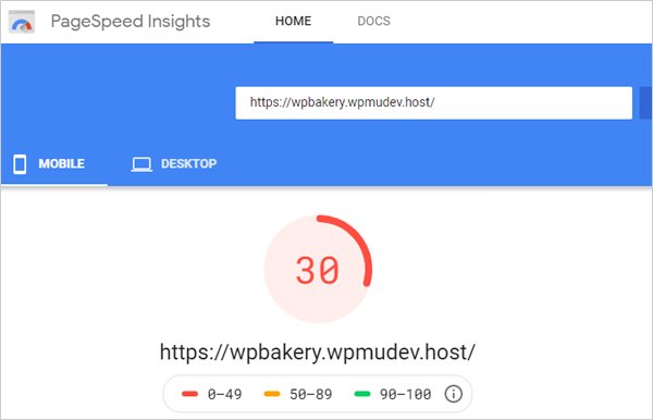 Google PageSpeed Insights - Mobile results after setup.