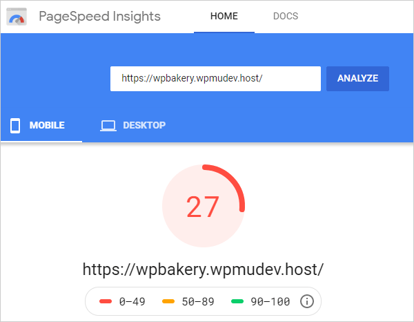 Google PageSpeed Insights - Initial Mobile results.