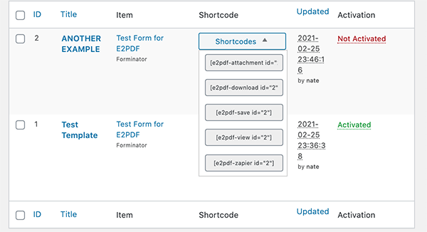 Shortcodes for the PDFs.