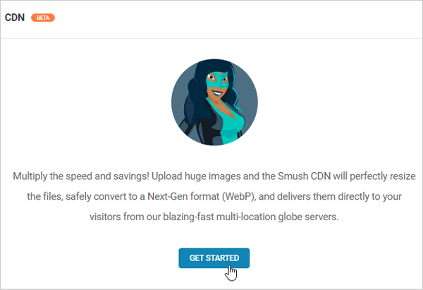 Smush CDN - Get started screen.