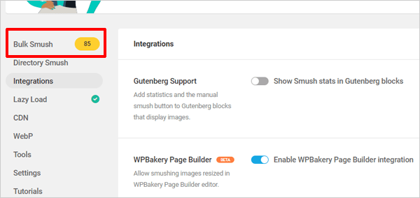 Bulk Smush images after WPBakery integration.