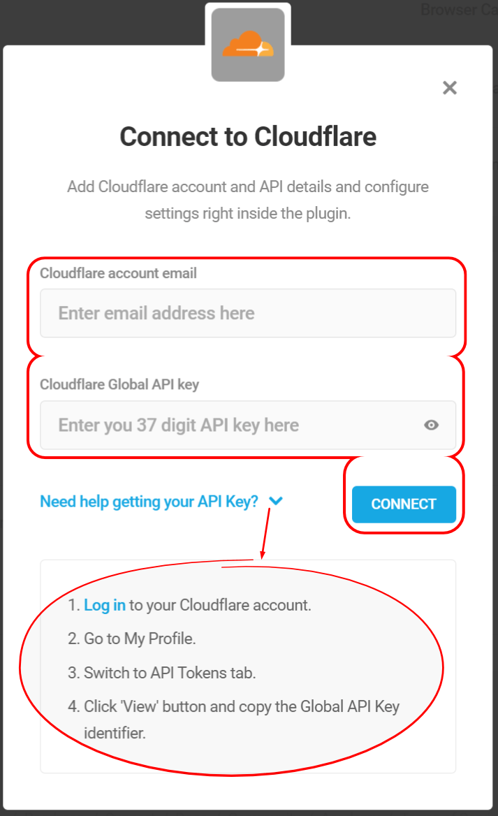 Connect to Cloudflare, account info