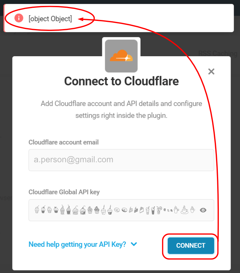 Connect Cloudflare error message