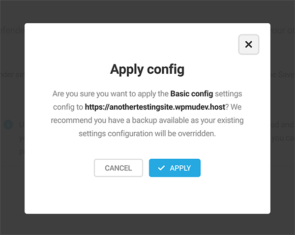 What you tap to apply config.