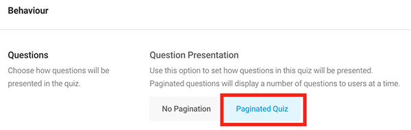 The paginated quiz option.