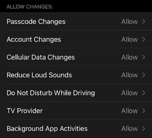 disable changes to device