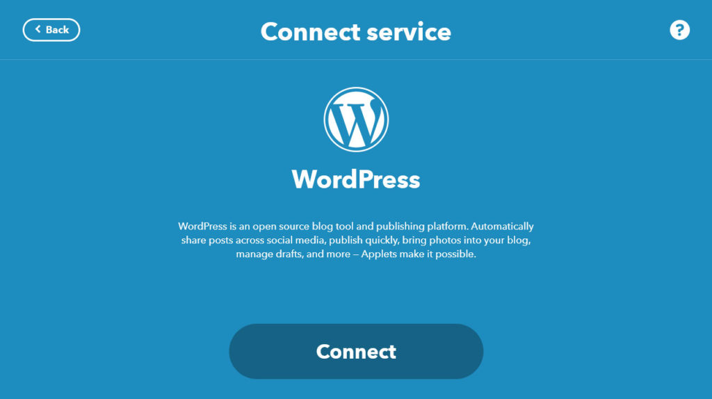 connect wordpress to ifttt