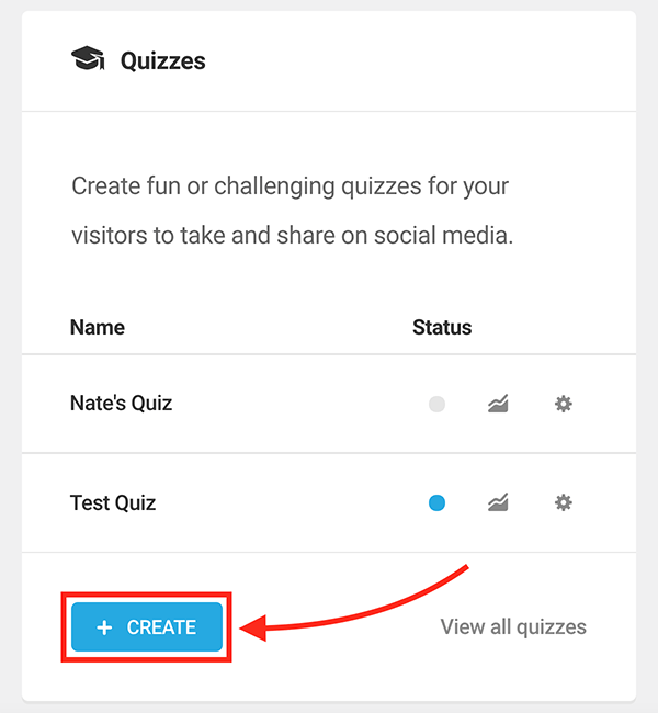 Where you start to create a quiz.