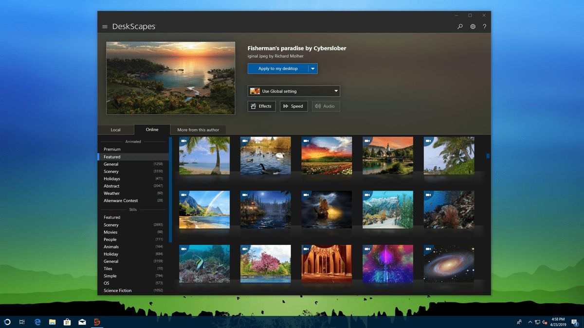 DeskScapes offers themes and wallpapers