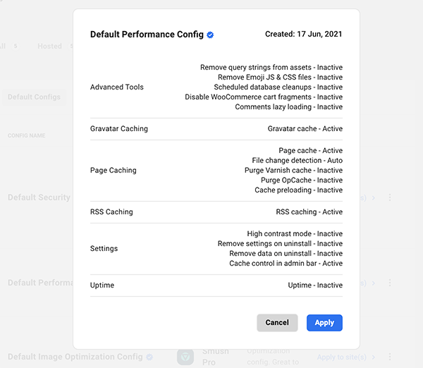 Default performance plugin information.