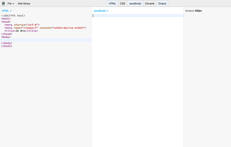 jsBin website code screenshot