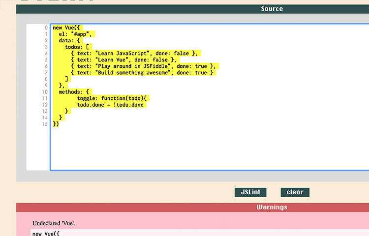 JSLint JavaScript code debugging console