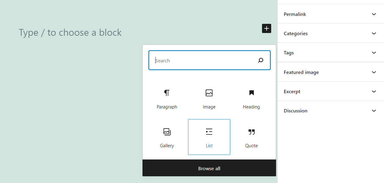 Adding a List block in WordPress