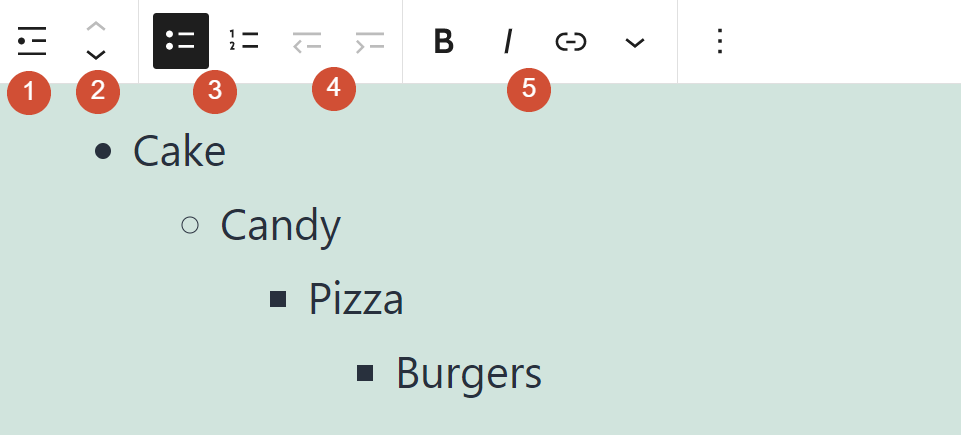 Changing the formatting of your List block