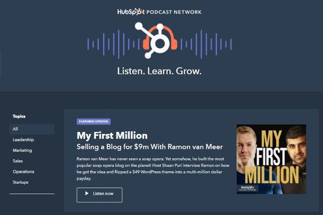 Marketing Technique: Podcasting Example of HubSpot's Podcast Network