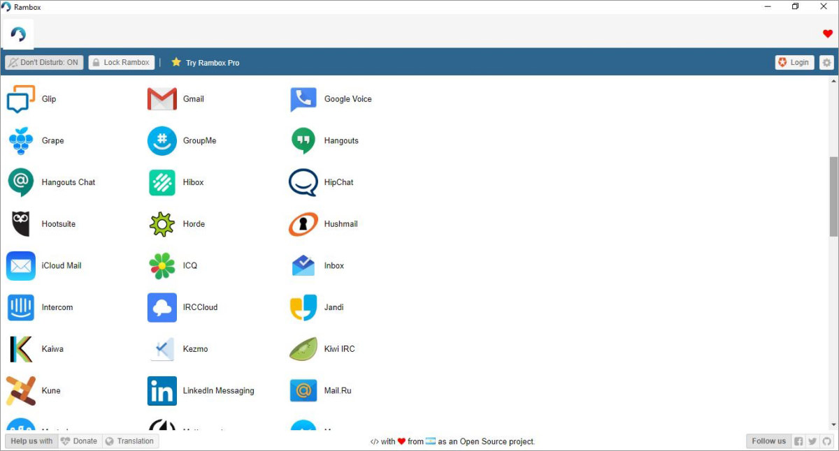 Rambox - unified messaging app for desktops