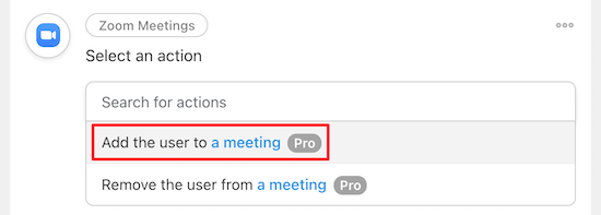 Select add user to meeting