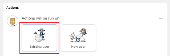Select existing user action