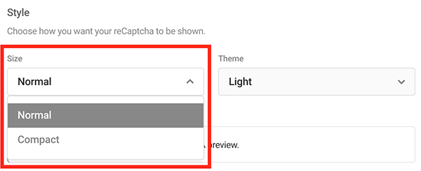 Where you choose a size for your captcha.