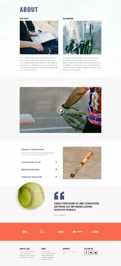 divi softball league layout pack