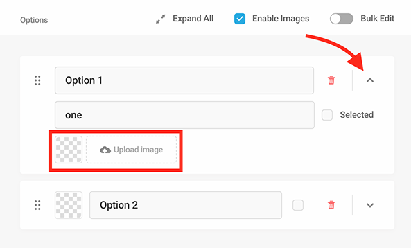 The dropdown to upload images.