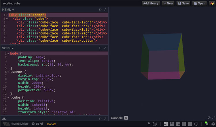 Web Maker app interface