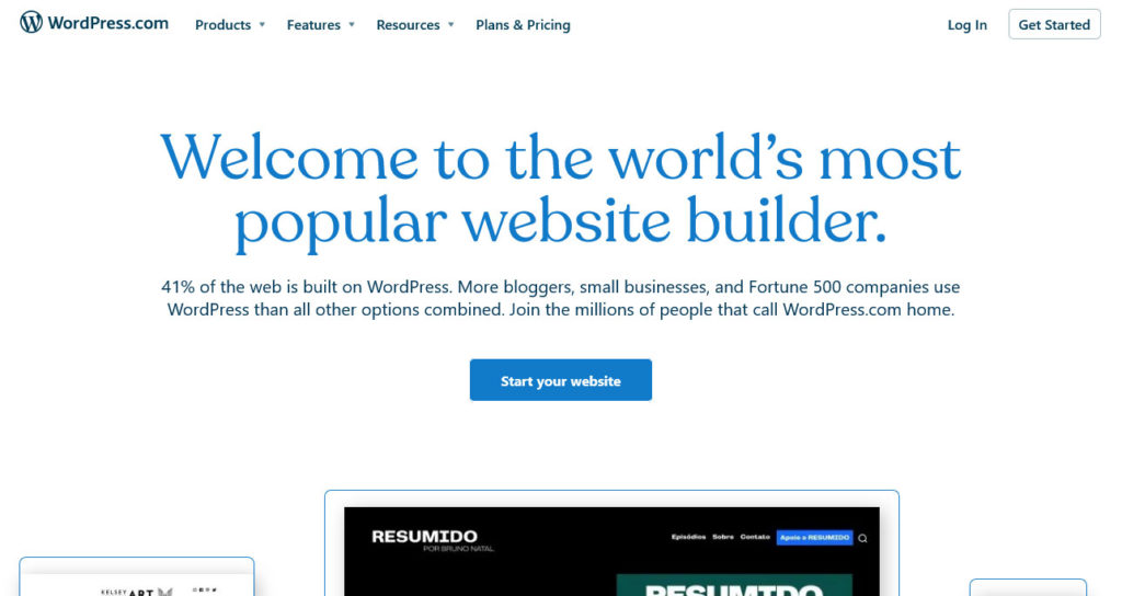 wordpress.com homepage