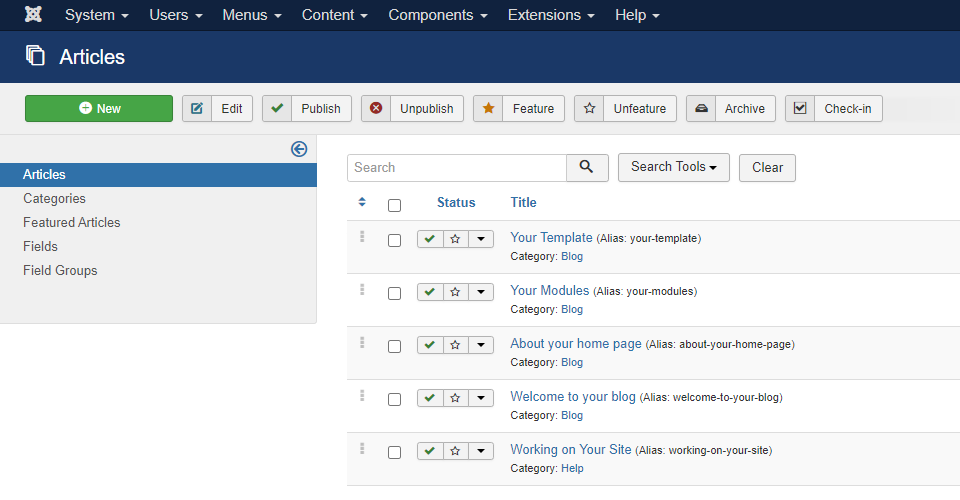 joomla content