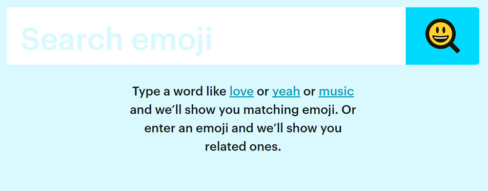 Emoji search engine homepage