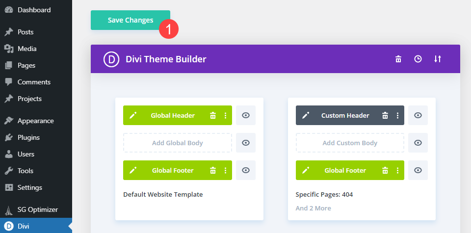 save the theme builder changes