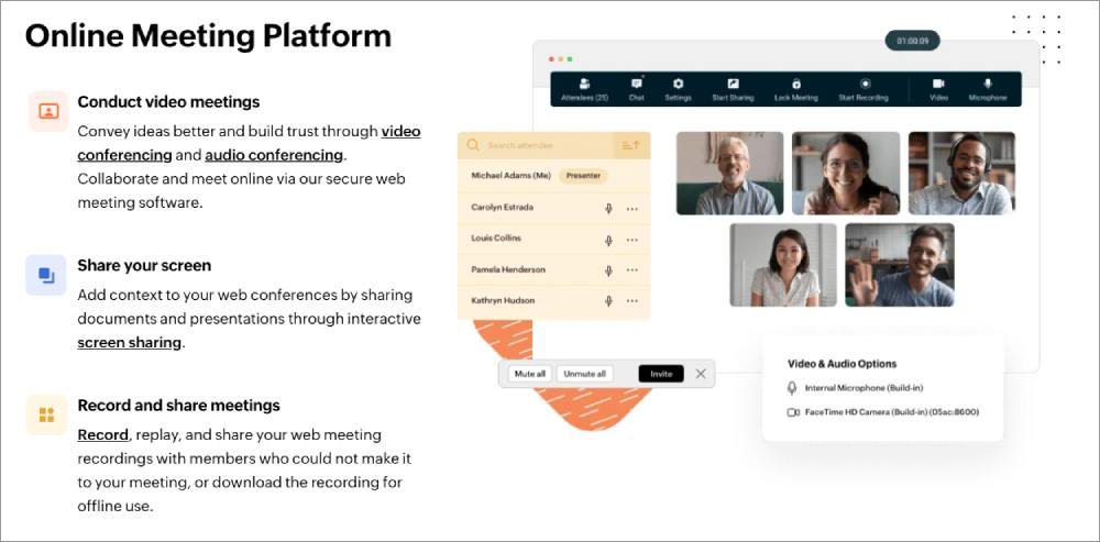 Online meeting and conferencing tools Zoho Meeting