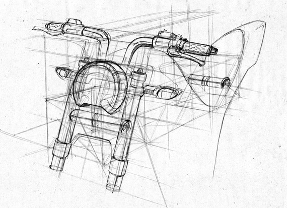 bike perspective wireframe