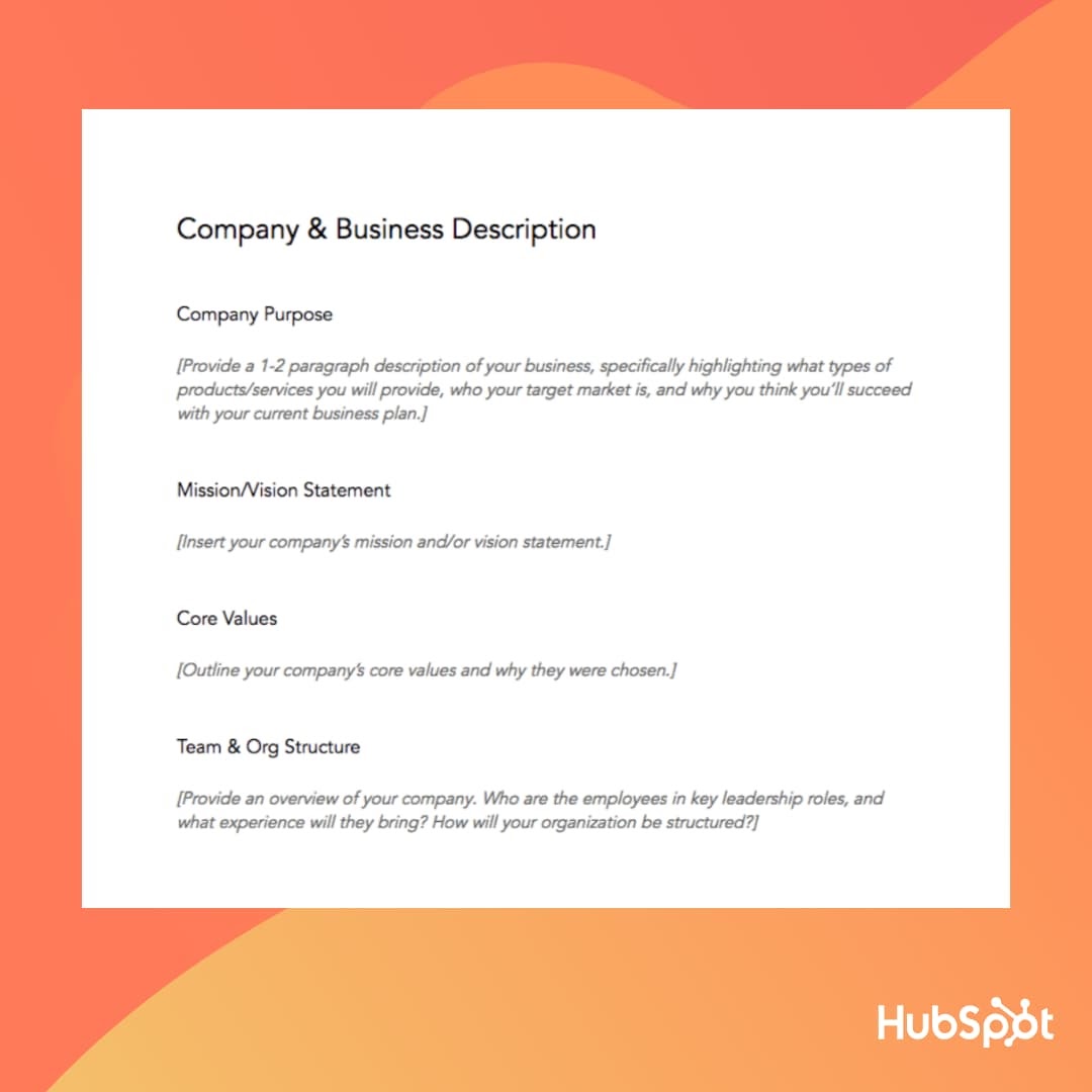 Business Plan Template: Business Description