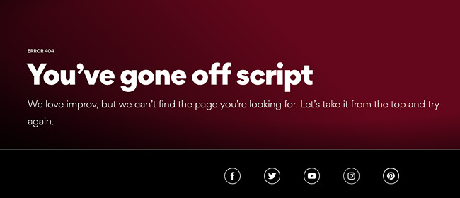 404 error page example from the website amc