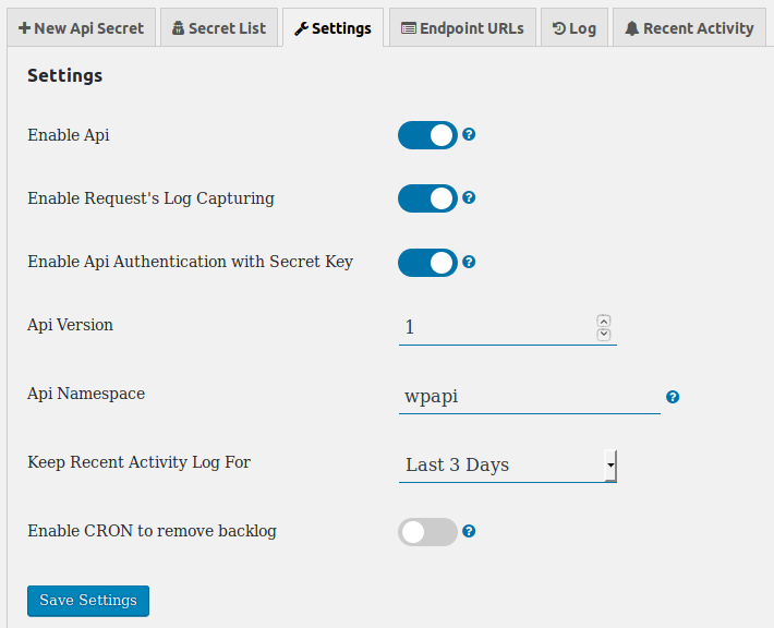 ultimate endpoints plugin settings tab